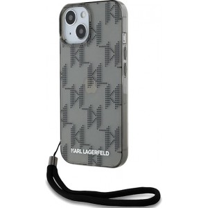 Karl Lagerfeld IML Mono KL Pattern & Cord case for iPhone 15 / 14 / 13 - black