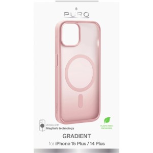 Puro Cover in TPU with integrated magnets and gradient effect 'GRADIENT' for  Phone 15 Plus, pink color