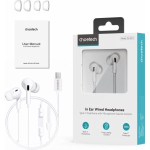 Choetech OC-A011 USB-C In-Ear Headphones 1.2m - White