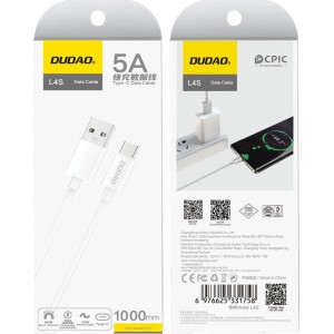 Dudao L4ST USB-A / USB-C cable 5A 1m - white