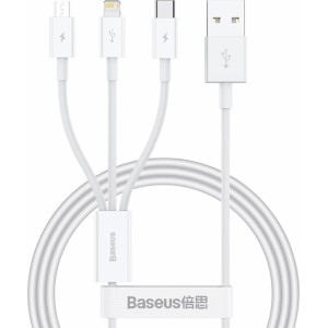 Baseus Superior Series USB-A - USB-C / Lightning / micro USB 3.5A cable 0.5m - white