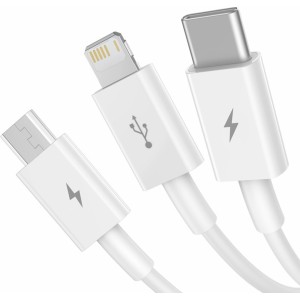 Baseus Superior Series USB-A - USB-C / Lightning / micro USB 3.5A cable 0.5m - white