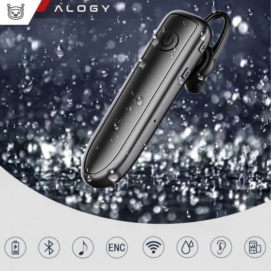 Alogy Wireless headset for Bluetooth 4.0 calls car headset with display V8 Black