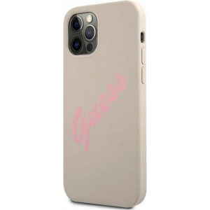 None Guess case for iPhone 12 / 12 Pro 6,1" GUHCP12MLSVSGP grey pink hard case Silicone Vintage