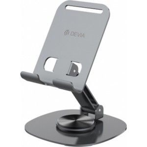 Devia folding holder stand EL243 for phone tablet rotating 360 gray metal