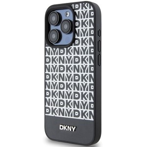 None DKNY case for iPhone 15 Pro 6,1" DKHMP15LPSOSPK black HC Magsafe pu repeat pattern w bottom stripe