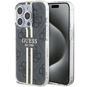 None Guess case for iPhone 15 Pro Max 6,7" GUHCP15XH4PSEGK black HC IML 4G GOLD STRIPE