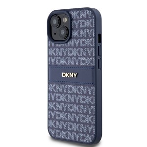 None DKNY case for iPhone 15 6,1" DKHCP15SPRTHSLB blue HC PU repeat texture pattern w tonal stripe