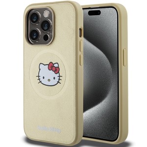 Hello Kitty case for iPhone 15 Pro 6,1" gold hardcase Leather Kitty Head MagSafe