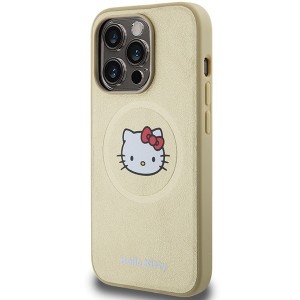 Hello Kitty case for iPhone 15 Pro 6,1" gold hardcase Leather Kitty Head MagSafe