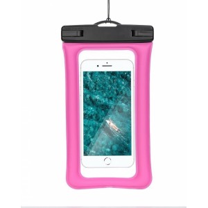 OEM Waterproof bag for mobile phone with plastic closing AIRBAG rose pink