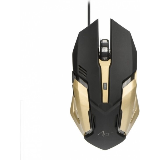 ART wire computer mouse USB A 2400 dpi AM-98 black gold