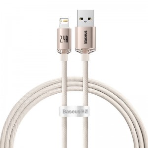 Baseus Kabel USB do iP Baseus Crystal Shine, 2.4A, 1.2m (różowy)