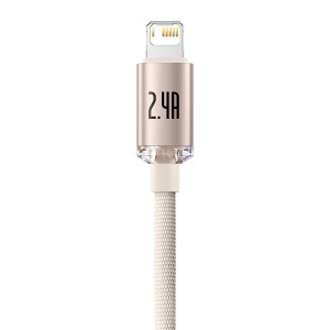 Baseus Kabel USB do iP Baseus Crystal Shine, 2.4A, 1.2m (różowy)