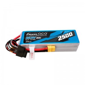 Gens Ace G-Tech 2500mAh 22.2V 80C 6S1P Lipo Battery Pack with XT60 plug