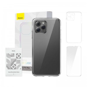 Baseus Case Baseus Crystal Series for iPhone 11 pro max (clear) + tempered glass + cleaning kit