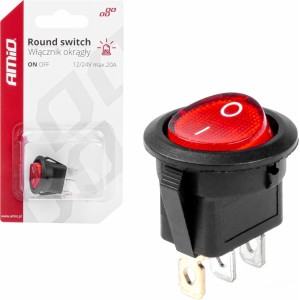 Amio Round switch with Red Light 12/24V max 20A ON/OFF