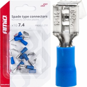 Amio Spade type connectors 7.4/6.3mm 1.5-2.5mm2 15A 10 pcs