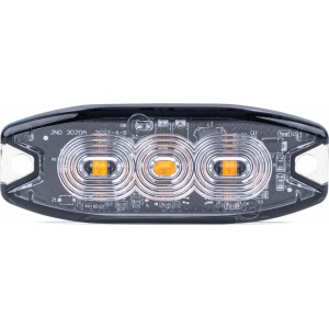 Amio Slim Amber Grill Mount Flash Light 3x3W LED R65 R10 12/24V IP67