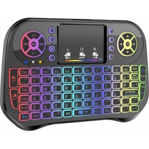 Roger QL268 Wireless Mini Bezvadu Kompakta Klaviatūra PC / PS3 / XBOX 360 / Smart TV / Android + TouchPad (Ar RGB Apgaismojumu)