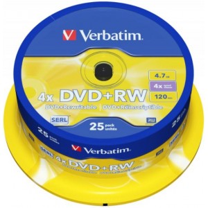 Verbatim DVD + RW Ierakstāmie Diski 25gab