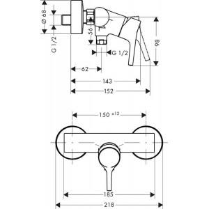 Hansgrohe Talis S dušas maisītājs, hroms