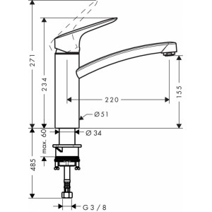 Hansgrohe Logis 160 virtuves maisītājs ar grozāmu snīpi, hroms