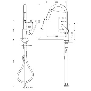 Hansgrohe Focus M41 virtuves maisītājs 240 2jet, izvelkams snīpis, matēts melns