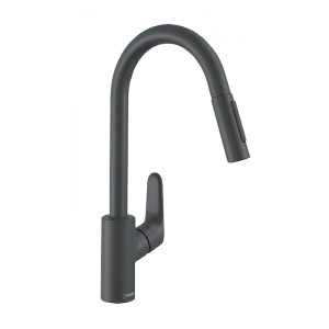 Hansgrohe Focus M41 virtuves maisītājs 240 2jet, izvelkams snīpis, matēts melns