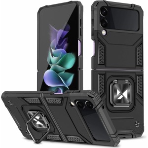 Wozinsky Ring Armor tough hybrid case cover + magnetic holder for Samsung Galaxy Z Flip 3 black