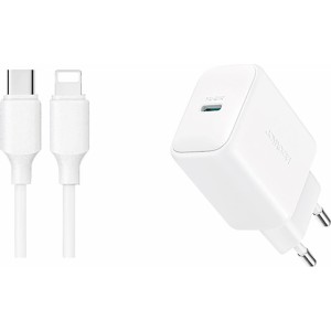 Joyroom JR-TCF20 USB-C PD 20W network charger - white + USB-C / Lightning cable 1m