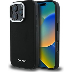 Dkny Plain Silver Logo MagSafe iPhone 16 Pro Max Case - Black