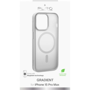 Puro Cover in TPU with integrated magnets and gradient effect 'GRADIENT' for iPhone 15 Pro Max, silver color