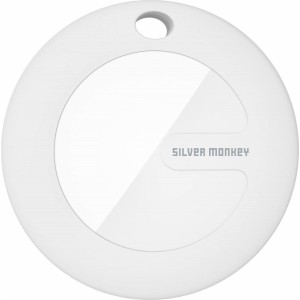 Silver Monkey Tag locator compatible with Apple FindMy - white