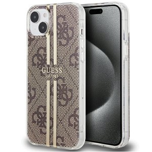 None Guess case for iPhone 15 6,1" GUHCP15SH4PSEGW brown HC IML 4G GOLD STRIPE