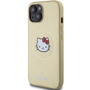 Hello Kitty case for iPhone 15 / 14 / 13 6,1" gold hardcase Leather Kitty Head MagSafe