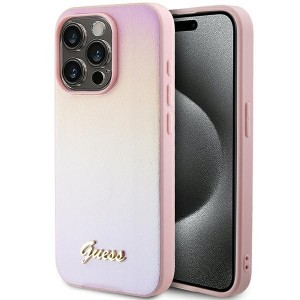 None Guess case for iPhone 14 Pro 6,1" GUHCP14LPSAIRSP pink HC PU SAFFIANO IRIDESCENT SCRIPT