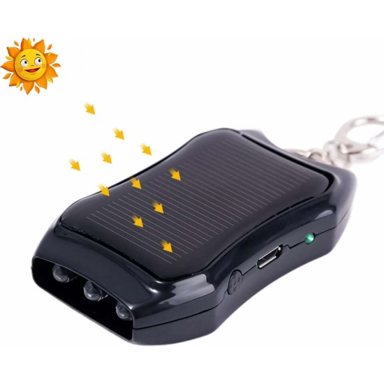 4Kom.pl Solar Power Bank Power Bank with Flashlight 1200mAh Backpack Keychain Black