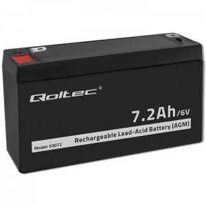 Qoltec AGM battery | 6V | 7.2 Ah | Maintenance-free | Efficient| LongLife | for toys, vehicles