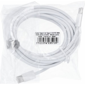 OEM Cable Type C to Type C PD QC3.0 3A 30W HD26 3 m white