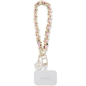 Guess hand strap GUOUCHSAMC4P (Saffiano Chain Strap 4G Charm) pink