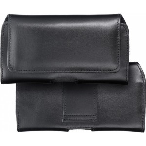 OEM ROYAL universal horizontal leather belt holster size L for IPHONE 12 / 12 PRO / 13 / 13 PRO / 14 / 14 PRO / SAMSUNG S10 / S20 / S21 / A40 / HUAWEI P8 LITE / P30 / P40 / P9 LITE black