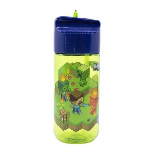 Stor Water bottle with Straw for Kids STOR 40436 430 ml Minecraft (green&blue)