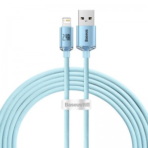 Baseus Kabel USB do iP Baseus Crystal Shine, 2.4A, 2m (niebieski)