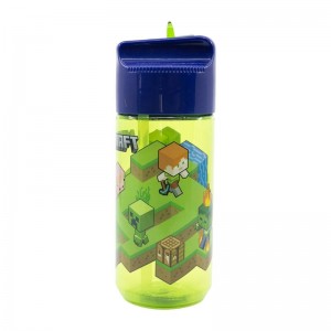 Stor Water bottle with Straw for Kids STOR 40436 430 ml Minecraft (green&blue)