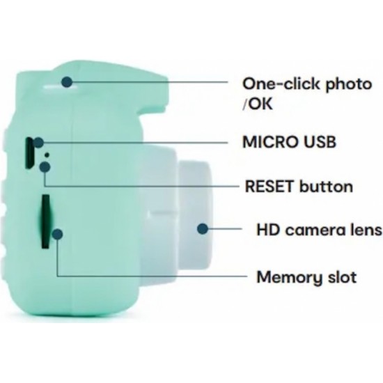 CP X2 Bērnu HD 1080p digitālā foto un video kamera ar MicroSD kartes ievieti 2'' LCD krāsu ekrāns Trīkzila