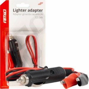 Amio Lighter socket adapter with crocodile output 12V 24V 60cm AMIO-03802