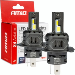 Amio LED Headlights X4-series AVIATOR H4 6500K max 44W AMIO-03763