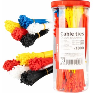 Amio Multicoloured plastic cable ties set of 1000 pcs. AMIO-04318