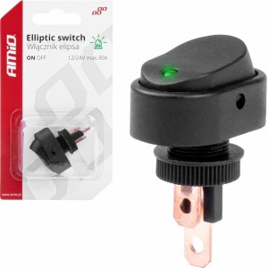 Amio Eliptiskais slēdzis ar zaļu gaismu 12/24V max 30A IESLĒGŠANA/IZSLĒGŠANA